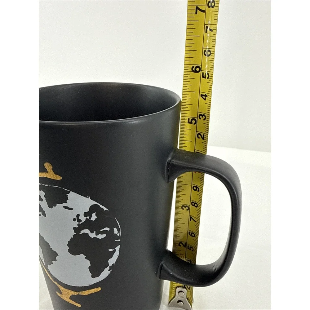 Starbucks 2015 Matte Black Globe Coffee Mug 16 oz Hipster Travel Tourist